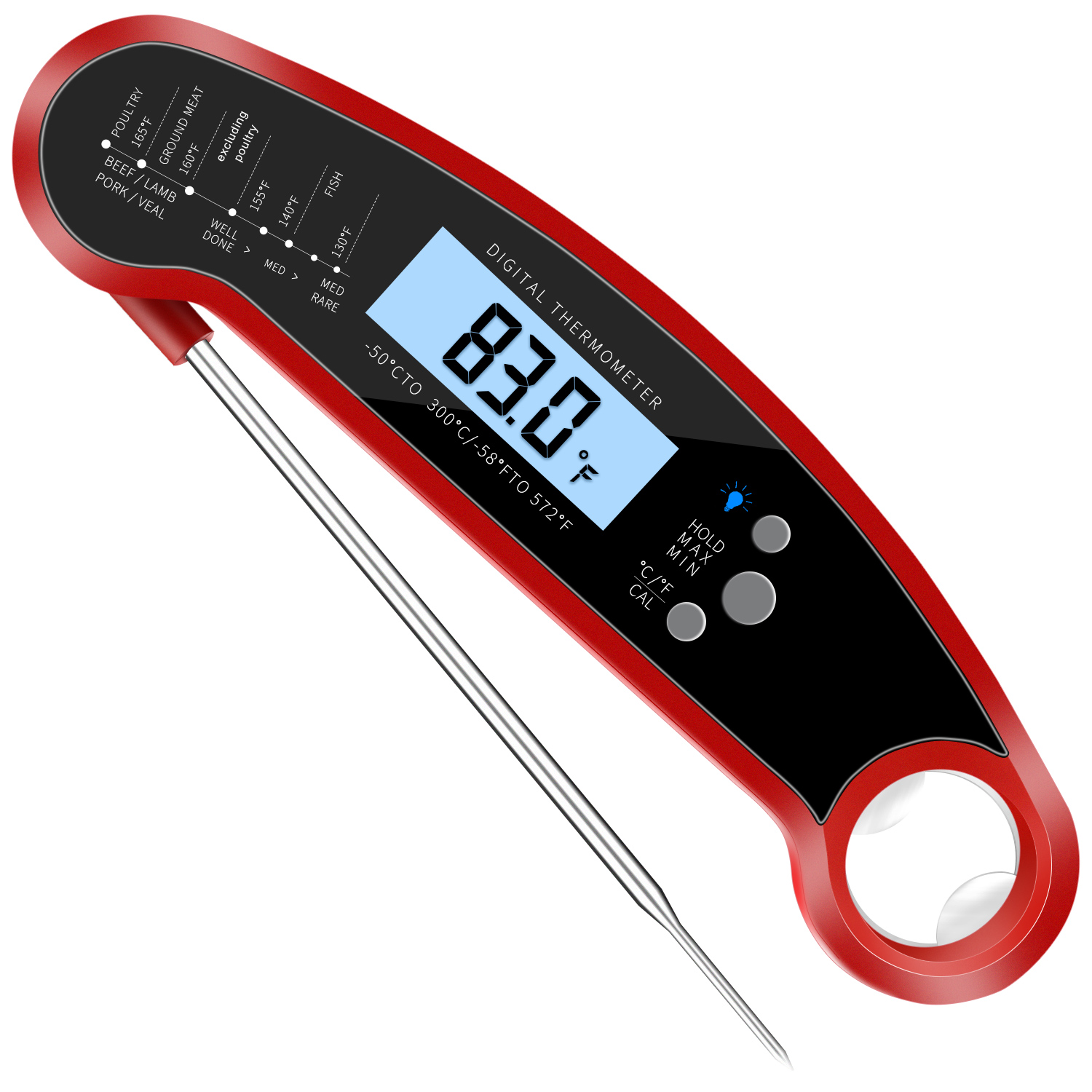 Digital Instant Read Meat Thermometer - Waterproof Kitchen Food Cooking Thermometer with Backlight LCD 