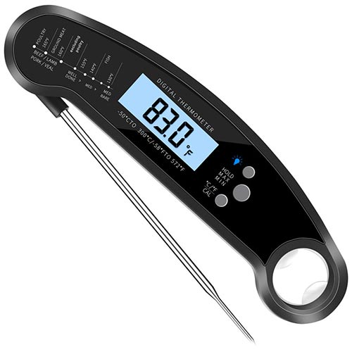 Digital Instant Read Meat Thermometer - Waterproof Kitchen Food Cooking Thermometer with Backlight LCD