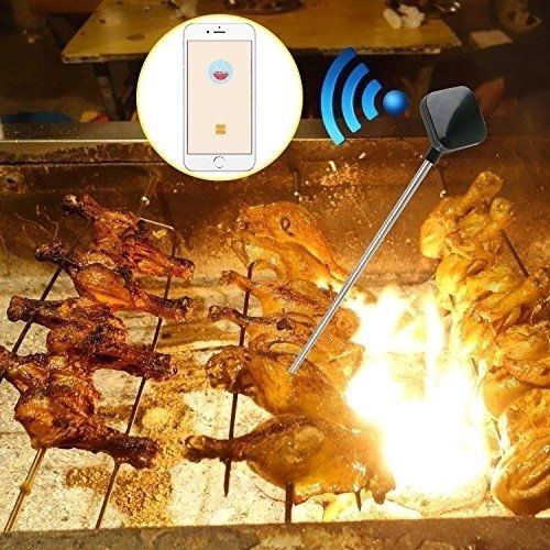Smart Bluetooth BBQ Thermometer - Upgraded Stainless Probe Safe to Leave in Grill, Outdoor Barbecue or Meat Smoker - Wireless Remote Alert iOS Android Phone  App