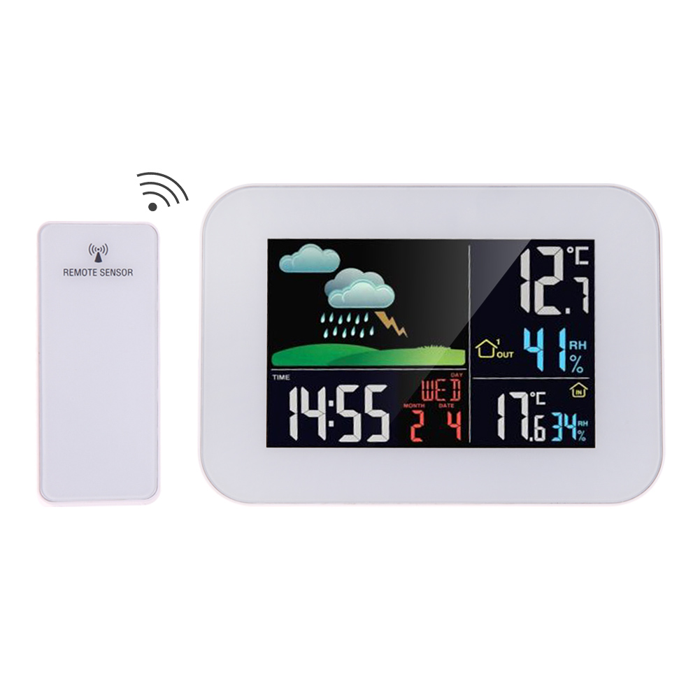 Wireless Weather Station, Color Forecast Station, Digital Indoor Outdoor Thermometer with Remote Sensor, Color Display, Humidity Monitor