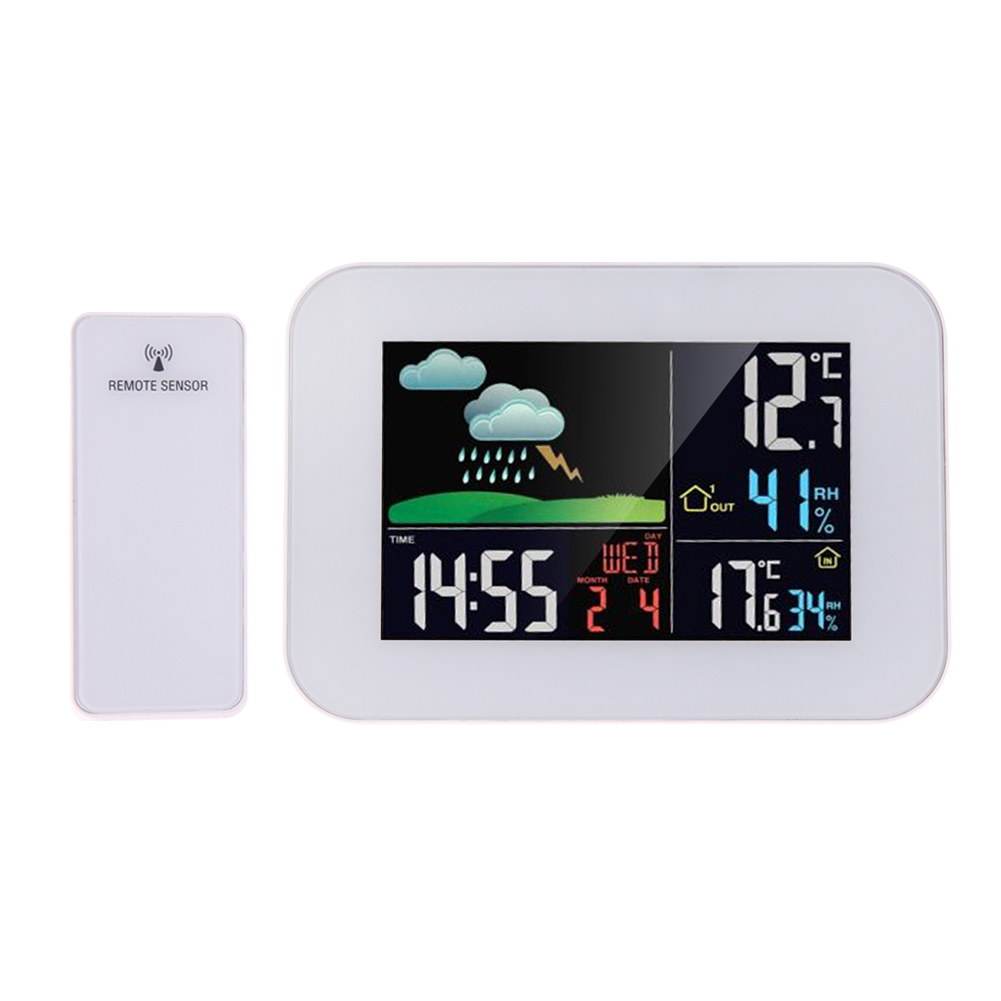 Wireless Weather Station, Color Forecast Station, Digital Indoor Outdoor Thermometer with Remote Sensor, Color Display, Humidity Monitor