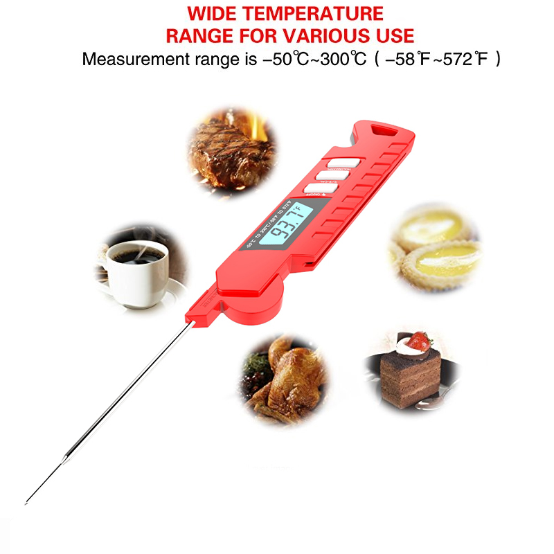 Digital Meat Thermometer with Instant Read Waterproof for Food Cooking,Kitchen Meat Thermometer with Calibration and LCD Backlight Function 