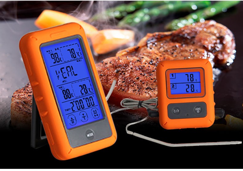 Touch Screen Backlight LCD Wireless Remote Digital Kitchen Food Meat Thermometer with Dual Probe Alarm Timer Instant Read 