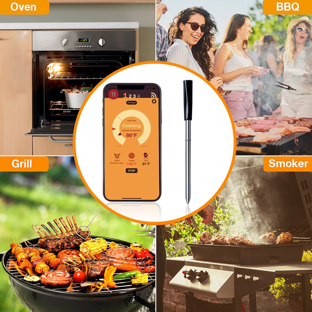 The Original True Wireless Smart Meat Thermometer for the Oven Grill Kitchen BBQ Smoker Rotisserie 