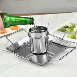 Beer Can Chicken Roaster Stand - Stainless Steel Holder - Barbecue Rack for The Grill, Oven or Smoker - Dishwasher Safe - Includes 4 Vegetable Spikes