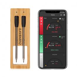 Wireless Meat Thermometer with Bluetooth for 165ft Range on The BBQ Grill Rotisserie Oven, Digital Bluetooth Meat Thermometer with More Recipes of Food for Cooking in Kitchen Stove Top Grill