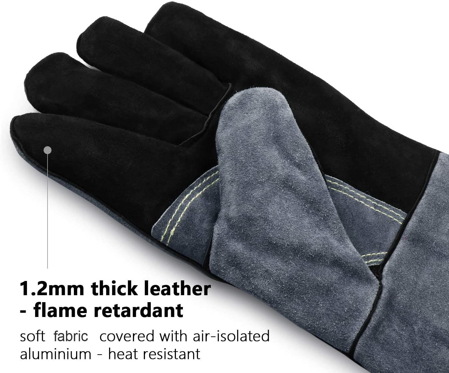 932°F Heat Resistant Leather Welding Gloves Grill BBQ Glove for Tig Welder/Grilling/Barbecue/Oven/Fireplace/Wood Stove