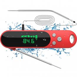 Dual Probe Digital Instant Read Food Thermometer with Alarm and Calibration Function, Waterproof Cooking Thermometer for Grilling, Baking, BBQ, Candy, Milk